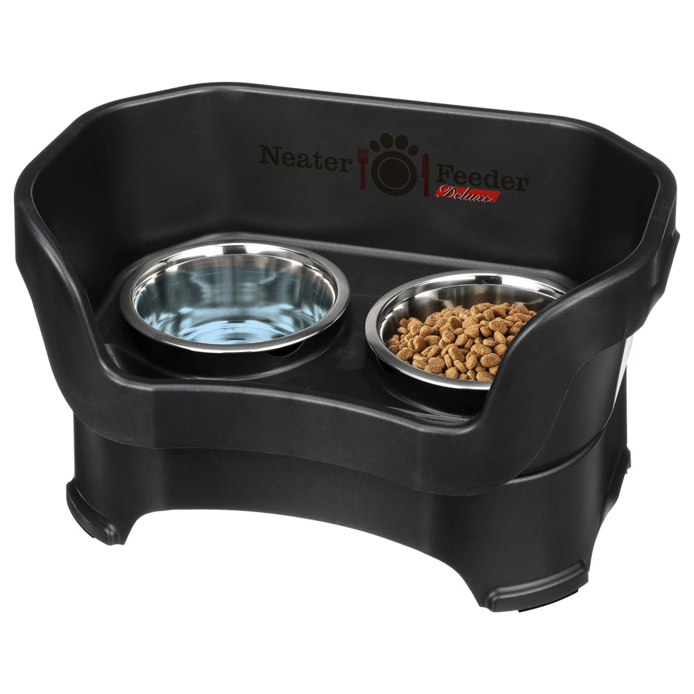 Neater Feeder Deluxe top view shows mess-proof feeding station for clean floors.