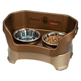 Neater Feeder Deluxe raised bowl stand in bronze for tidy medium dog meals