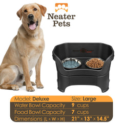 Neater Feeder Deluxe splash-proof walls and drainage keep spills contained.
