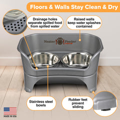 Neater Feeder Express catch basin drains spills away from the floor