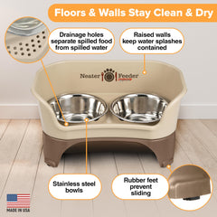 Built-in catch basin in Neater Feeder Express catches spills during meals.