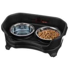 Neater Feeder Express mess-proof feeding station keeps spills contained around bowls.