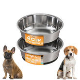 Neater Pet Brands stainless steel bowls with non-slip base stay put on hardwood floors.