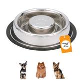 Neater Pet Brands stainless steel slow feed bowl with non-tip design for stable eating.