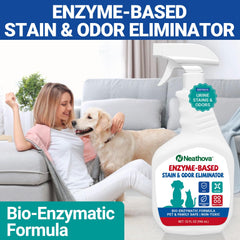 Neathova multi-surface-spray: versatile spray for carpets, furniture, and dog spots without residue.