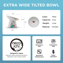 Necoichi extra-wide tilted design promotes comfortable mealtime for larger cats