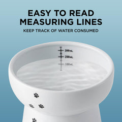 NECOICHI cat water bowl with measurement lines helps monitor hydration easily.