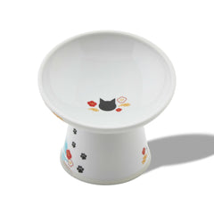 Necoichi raised ceramic bowl with 15-degree tilt for whisker-friendly meals