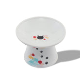 Necoichi raised cat bowl ceramic, top view highlighting centered, mess-free feeding
