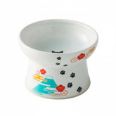 Necoichi raised ceramic bowl for whisker-friendly meals.