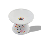 Necoichi raised bowl with sakura floral front supports whisker comfort during meals