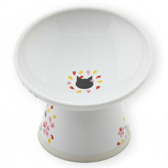 Necoichi raised cat bowl with sakura floral tilt for whisker comfort.