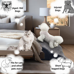 Necrely 3-step wide stairs provide stability for small or large dogs.