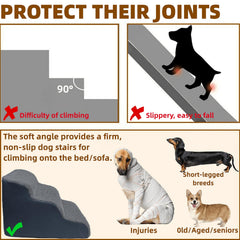 Curved 35-degree design reduces jumping height and joint stress for pets.