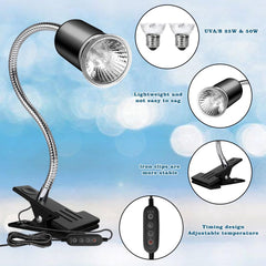 Neeenn Hermit Crab Heat Lamp clamp-secure design keeps the lamp stable during basking.