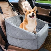 NEEZUKAR dog car seat front view with secure belt attachment for safe travel