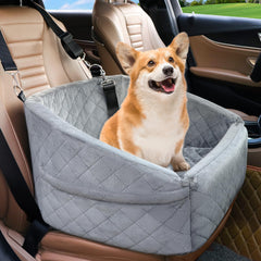 NEEZUKAR dog car seat front view with secure belt attachment for safe travel