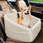 NEEZUKAR dog seat front view with secure straps for safer car travel.
