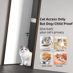 Neobay door latch keeping the door propped open for easy cat entry while restricting dogs.