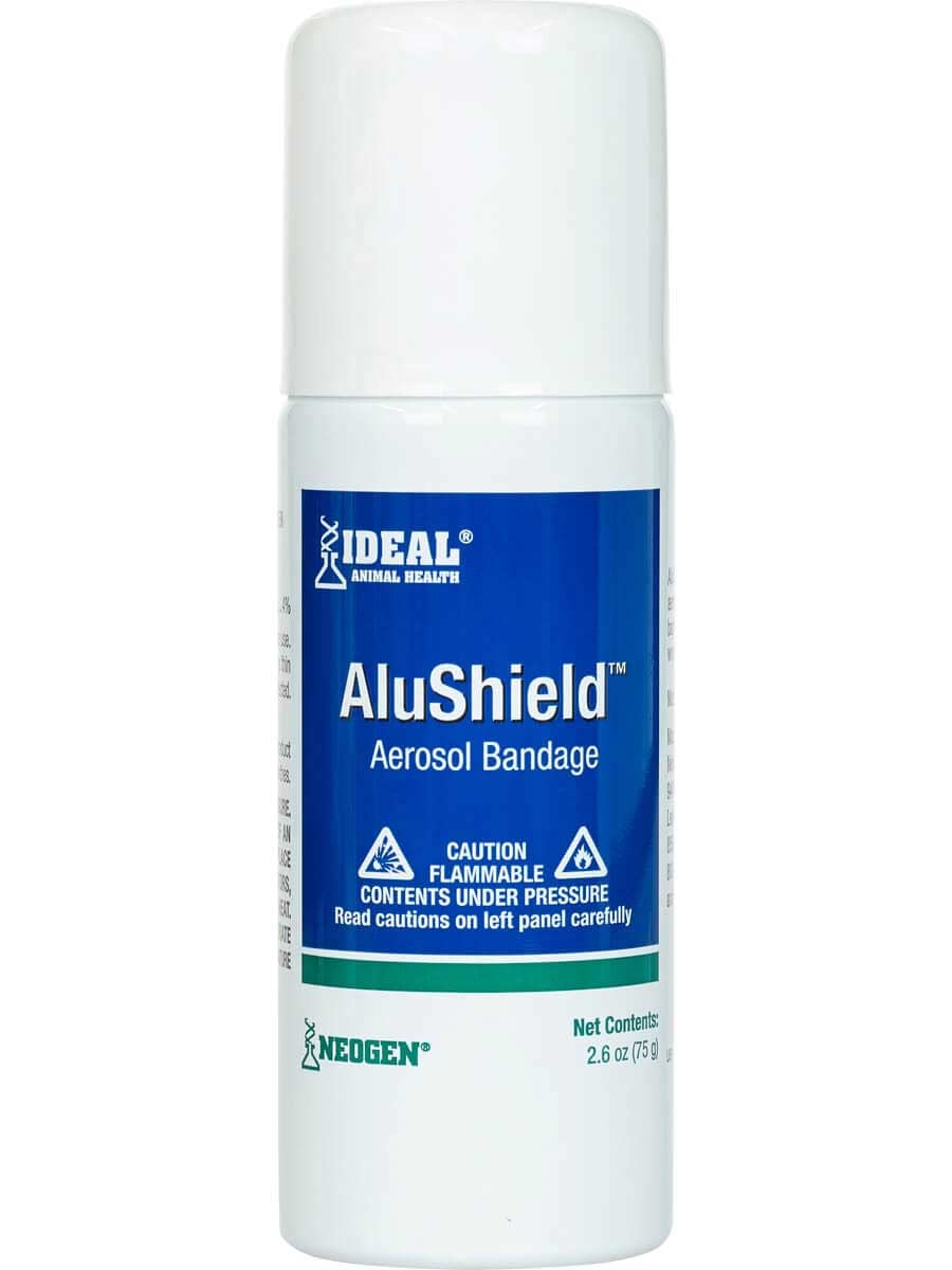 Neogen Ideal AluShield aerosol bottle pour provides quick wound protection.