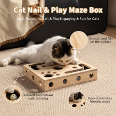 NeoNava solid wood scratching post close-up highlights durable, pet-safe construction.