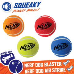 Nerf Dog multicolored toys offer high visibility during playtime.