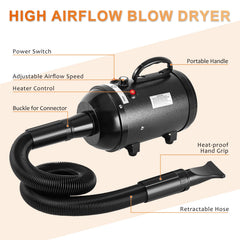NESTROAD dog dryer includes four nozzles for all coat types