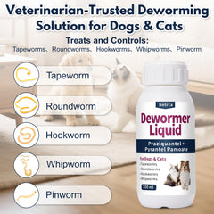Netrca dewormer liquid measuring spoon ensures precise dosing for dogs and cats.