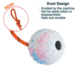 Nevperish reward-training ball with rope enhances distance throws and interactive play.