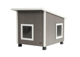 New Age Pet ECOFLEX Outdoor Cat House XL front view shows weatherproof shelter for multiple cats