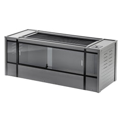 New Age Pet Mojave Lounge 60in front sliding doors for easy access and feeding.
