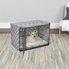 New World crate cover privacy-den demonstrates a calm, den-like space for dogs