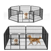 NEWBULIG dog playpen indoor 24in front view highlights secure gate and interior space for puppies