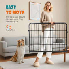 NEWBULIG dog playpen indoor 24in gate lock detail demonstrates safe entry for pets