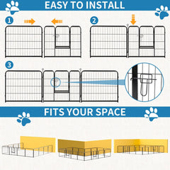 NEWBULIG dog playpen outdoors in yard demonstrating spacious confinement