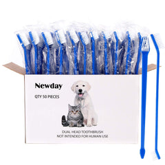 Newday bulk double-ended dog-cat toothbrush in blue for easy daily brushing
