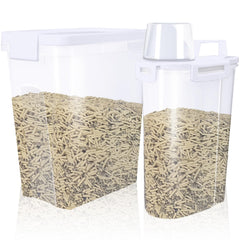 Newivi cat litter storage container with airtight lid and spout for mess-free dispensing.