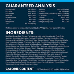Next Level HI-PRO Puppy protein blend with chicken, beef, pork, and fish.