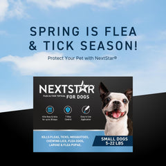 Applying NEXTSTAR drops to a dog's neck for quick protection.