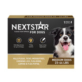 NEXTSTAR bottle for dogs shows fast-acting flea and tick protection.