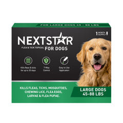 NEXTSTAR dog topical bottle ready for fast-acting flea and tick protection.