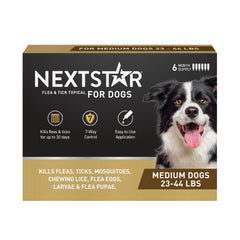 NEXTSTAR flea and tick prevention drops bottle ready for use on dogs.