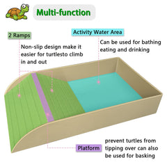 NGORAY tortoise feeding dish with basking platform; ideal for sunning and hydration.