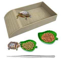 NGORAY tortoise feeding dish with ramp; easy entry for young tortoises.