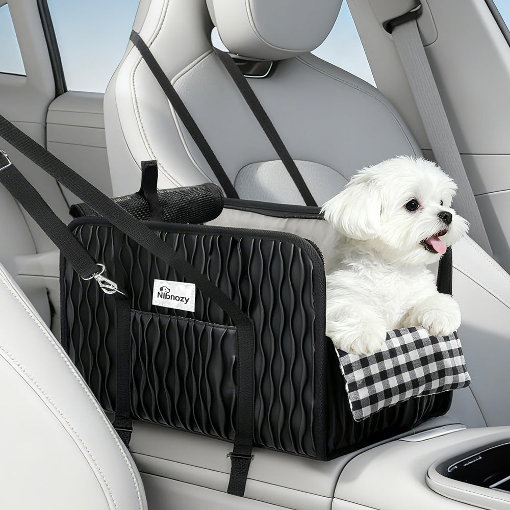 Nibnozy center console dog car seat with crinkle texture for durable travel