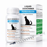 Nice2CU fenbendazole liquid bottle for cats, convenient deworming option.