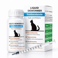 Nice2CU fenbendazole liquid bottle for cats, convenient deworming option.