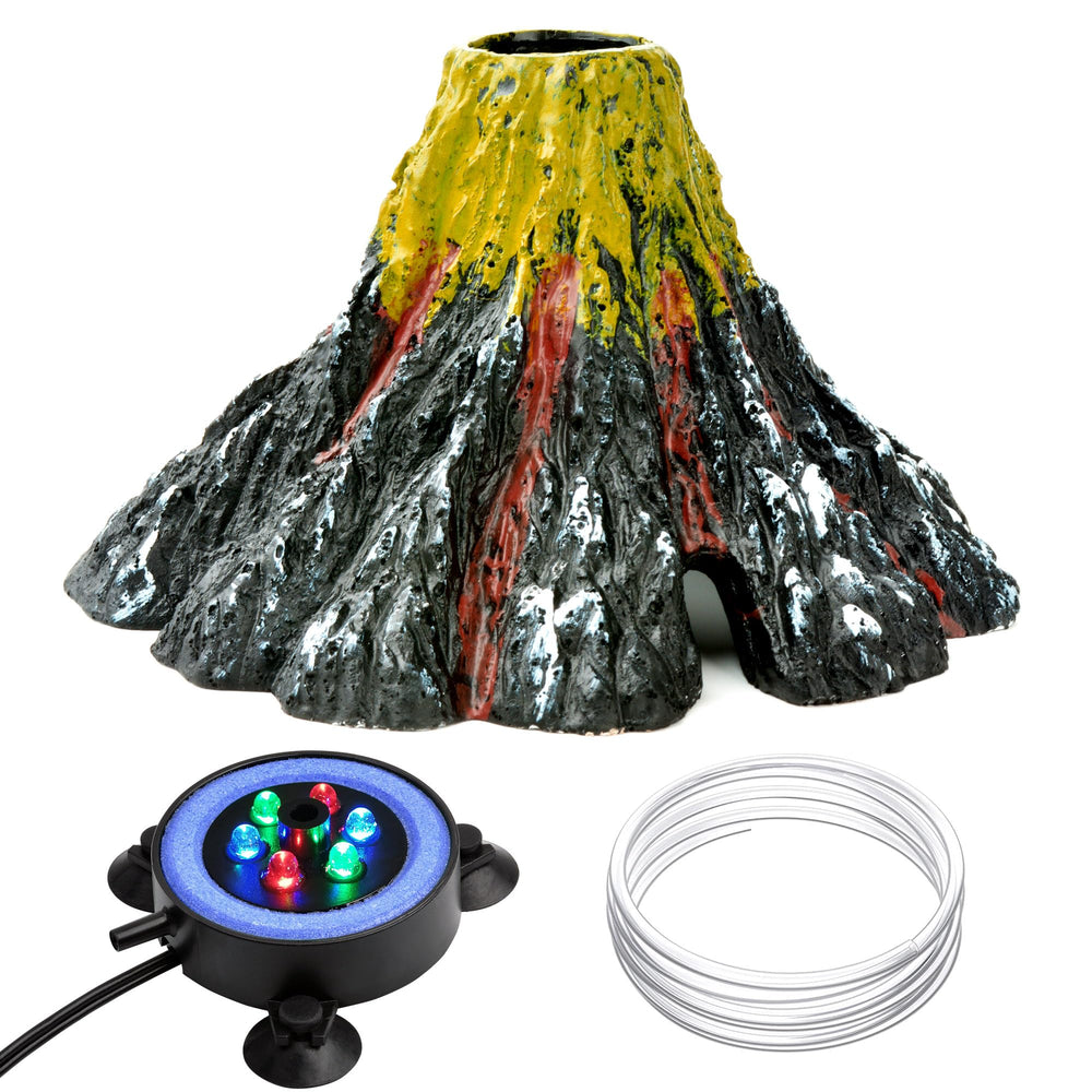 NICREW volcano ornament with bubble maker and LED light enhances water circulation.