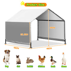 Nidouillet dog shade shelter side view reveals sturdy frame and breathable fabric