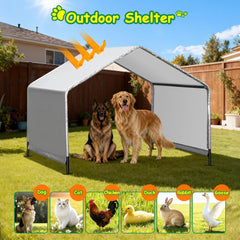 Nidouillet dog shade shelter stakes image highlights secure ground anchors